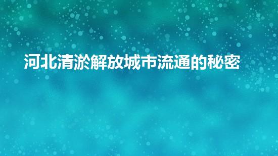 河北清淤解放城市流通的秘密武器，你聽說過嗎？